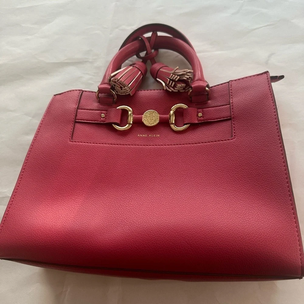 Anne Klein Pink Satchel with Gold-Tone Hardware